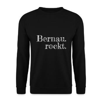 Bernau rockt - Textdesign mit Stadtnamen - Unisex Pullover - Schwarz - Vorne - Alina (178cm) & Michal (187cm)
