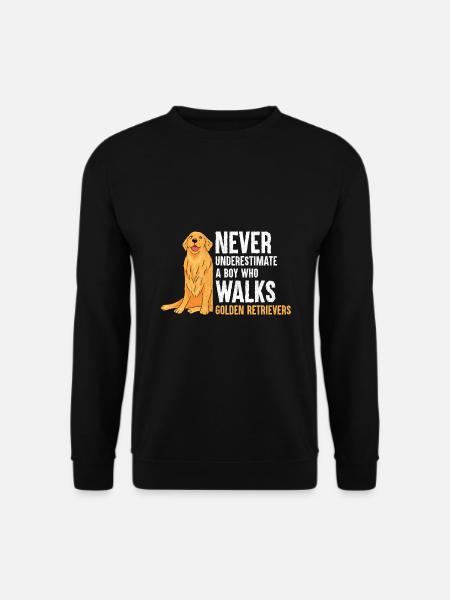 Unterschätze niemals einen Jungen, der Golden Retriev geht - Unisex Pullover - Schwarz
