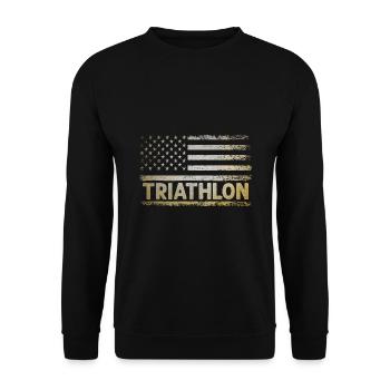 American Flag USA Triathlon Natation Vélo Course Triathle - Sweat-shirt Unisexe - noir - Devant - Alina (178cm) & Michal (187cm)