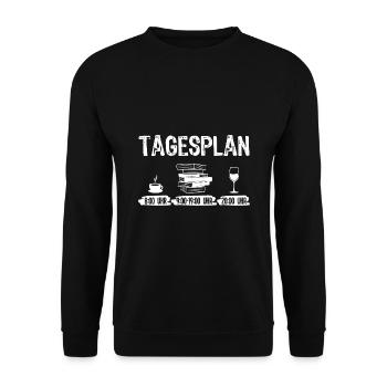 Tagesplan Lesen Wein Trinken Leser Bücherwurm Roma - Unisex Pullover - Schwarz - Vorne - Alina (178cm) & Michal (187cm)