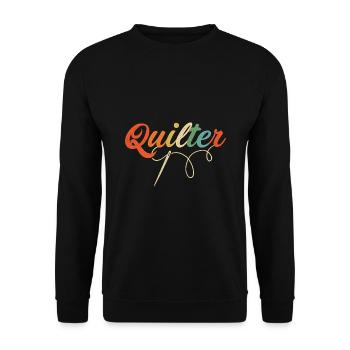 Retro Graphic Knitting Wool Quilting Stitching Sew - Unisex Pullover - Schwarz - Vorne - Alina (178cm) & Michal (187cm)