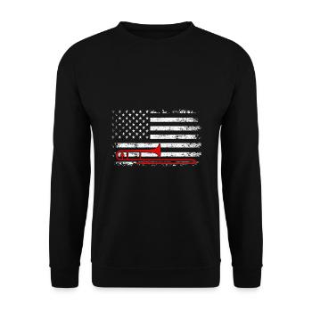 Posaunist Posaunist Amerikanische Flagge marschiert - Unisex Pullover - Schwarz - Vorne - Alina (178cm) & Michal (187cm)