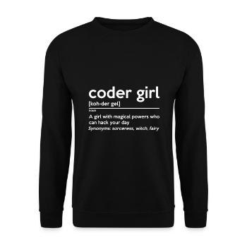 Coding Girl Definition Noun Software Developer Pro - Unisex Pullover - Schwarz - Vorne - Alina (178cm) & Michal (187cm)