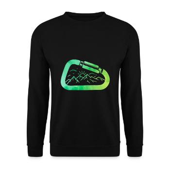 Retro Graphic Climbing Bouldering Rock Climber Mou - Unisex Pullover - Schwarz - Vorne - Alina (178cm) & Michal (187cm)
