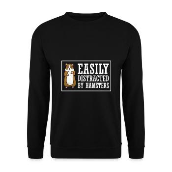 Easily Distracted By Hamsters Animal Lover Hamster - Unisex Pullover - Schwarz - Vorne - Alina (178cm) & Michal (187cm)