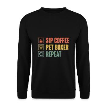 Siroter Café Pet Boxer Répéter Caffeine Lover Dog - Sweat-shirt Unisexe - noir - Devant - Alina (178cm) & Michal (187cm)