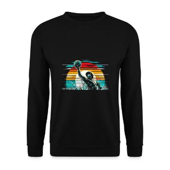 Retro Wasserball Spieler Aquatic Polo Sport - Unisex Pullover - Schwarz - Vorne - Alina (178cm) & Michal (187cm)