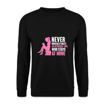 Never Underestimate An Introvert Girl Sayings For - Unisex Sweatshirt - black - Front - Alina (178cm) & Michal (187cm)