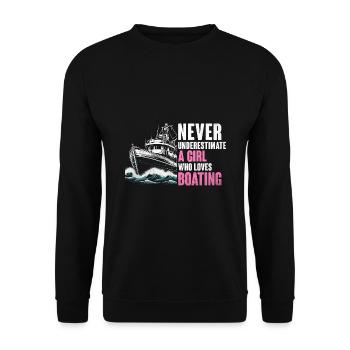 Never Underestimate A Girl Who Loves Boating - Unisex Sweatshirt - black - Front - Alina (178cm) & Michal (187cm)