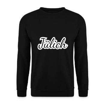 Jülich - Textdesign mit Stadtnamen - Unisex Pullover - Schwarz - Vorne - Alina (178cm) & Michal (187cm)
