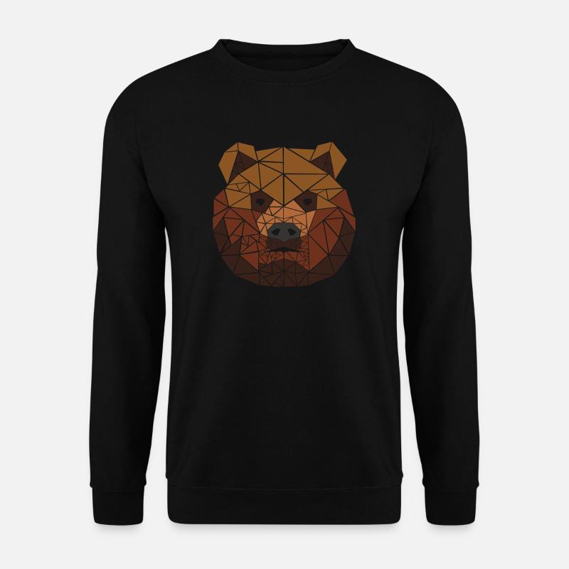 Brown Bear - Polygon Motif - Geometric - Gift - Unisex Sweatshirt - black