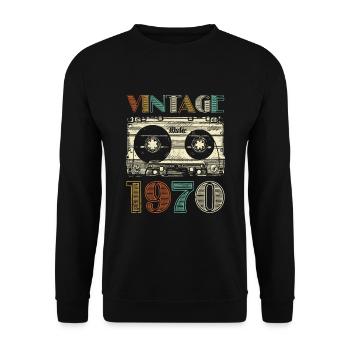 50e anniversaire vintage 1970 rétro - Sweat-shirt Unisexe - noir - Devant - Alina (178cm) & Michal (187cm)