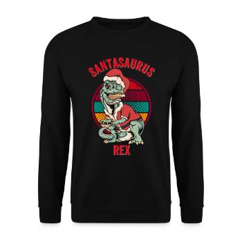 Christmas T Rex Dinosaur santasaurus rex xmas dino - Unisex Sweatshirt - black - Front - Alina (178cm) & Michal (187cm)