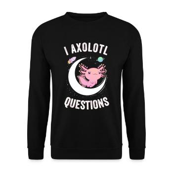 I Axolotl Questions, Funny Axolotl, Cute Pink - Unisex Sweatshirt - black - Front - Alina (178cm) & Michal (187cm)