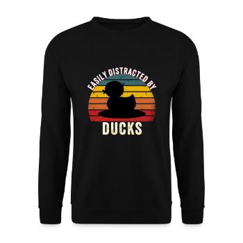Easily distracted by ducks, Funny Duck Lovers, - Unisex Sweatshirt - black - Front - Alina (178cm) & Michal (187cm)