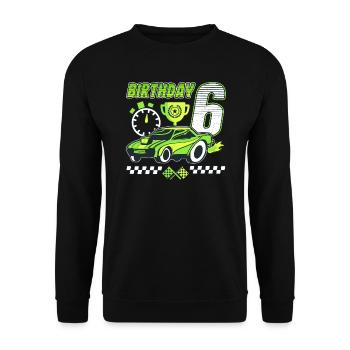 6ème anniversaire voiture de course 6 ans pilote de course - Sweat-shirt Unisexe - noir - Devant - Alina (178cm) & Michal (187cm)