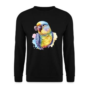 Colorful cool budgerigar with sunglasses - Unisex Sweatshirt - black - Front - Alina (178cm) & Michal (187cm)