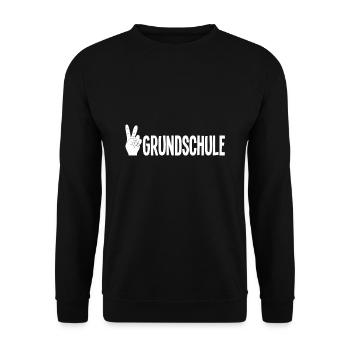 Grundschule V-Handzeichen Grundschüler Geschenk - Unisex Pullover - Schwarz - Vorne - Alina (178cm) & Michal (187cm)