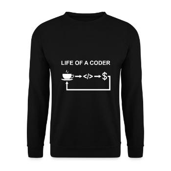 Life Of A Coder Software Developer Programmer Nerd - Unisex Pullover - Schwarz - Vorne - Alina (178cm) & Michal (187cm)