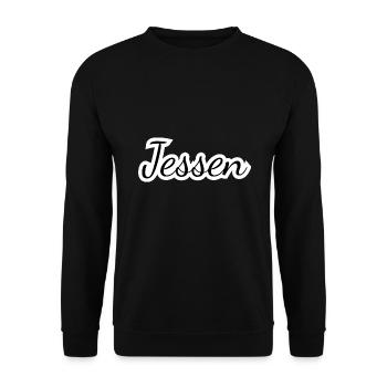 Jessen - Textdesign mit Stadtnamen - Unisex Pullover - Schwarz - Vorne - Alina (178cm) & Michal (187cm)