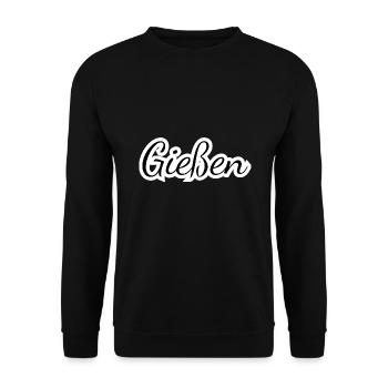 Gießen - Textdesign mit Stadtnamen - Unisex Pullover - Schwarz - Vorne - Alina (178cm) & Michal (187cm)