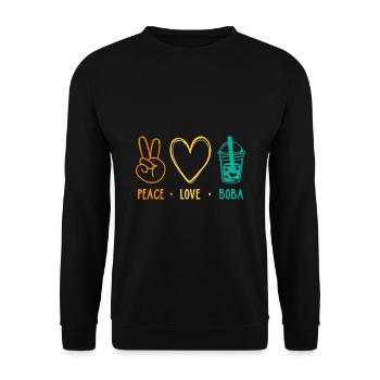 Peace Love Boba Graphic Tea Lover Tea Drinker Bubb - Unisex Pullover - Schwarz - Vorne - Alina (178cm) & Michal (187cm)
