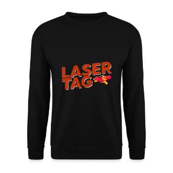 Retro Graphic Lasertag Player Lasertag Phaser Lase - Unisex Pullover - Schwarz - Vorne - Alina (178cm) & Michal (187cm)