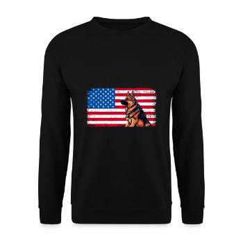 American Flag German Shepherd Patriot America GSD - Unisex Sweatshirt - black - Front - Alina (178cm) & Michal (187cm)