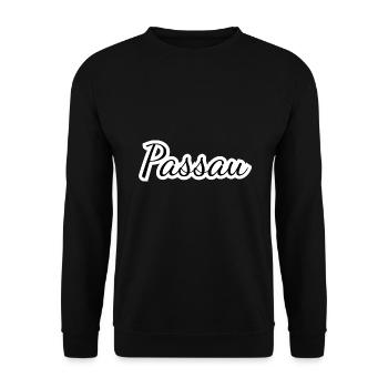 Passau - Textdesign mit Stadtnamen - Unisex Pullover - Schwarz - Vorne - Alina (178cm) & Michal (187cm)