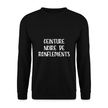ceinture noire de ronflements - Sweat-shirt Unisexe - noir - Devant - Alina (178cm) & Michal (187cm)