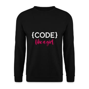 Code Like A Girl Programming Coder Computer Geek D - Unisex Pullover - Schwarz - Vorne - Alina (178cm) & Michal (187cm)