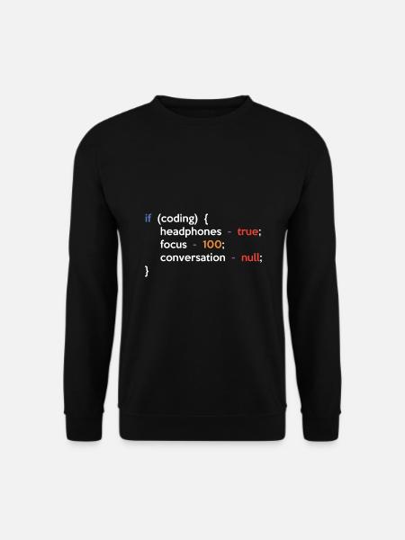 If Coding Headphones 100% Software Developer Progr - Unisex Pullover - Schwarz