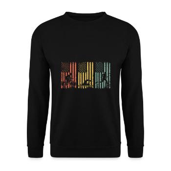 American Flag USA Triathlon Natation Vélo Course Triathle - Sweat-shirt Unisexe - noir - Devant - Alina (178cm) & Michal (187cm)