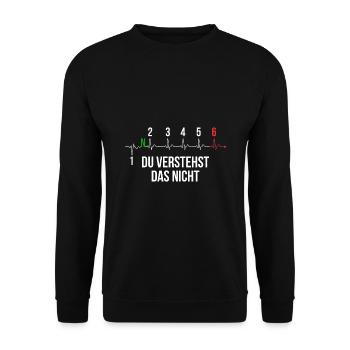 Du Verstehst Das Nicht Motorrad Gangschaltung Moto - Unisex Pullover - Schwarz - Vorne - Alina (178cm) & Michal (187cm)