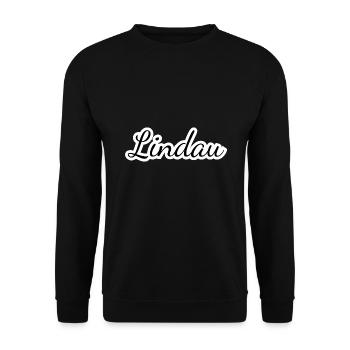 Lindau - Textdesign mit Stadtnamen - Unisex Pullover - Schwarz - Vorne - Alina (178cm) & Michal (187cm)