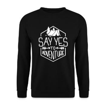 Camping Say Yes To Adventure Shirt - Unisex Sweatshirt - black - Front - Alina (178cm) & Michal (187cm)