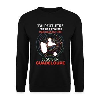 Guadeloupe je t'aime citation homme femme Gwada - Sweat-shirt Unisexe - noir - Devant - Alina (178cm) & Michal (187cm)