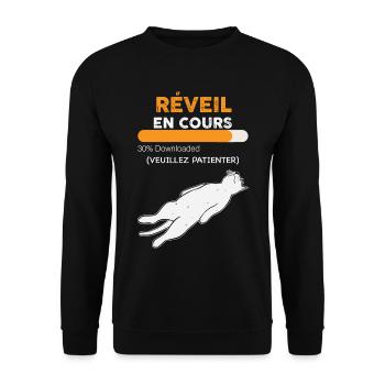 Réveil En Cours De Mon Chat Veuillez Patienter - Sweat-shirt Unisexe - noir - Devant - Alina (178cm) & Michal (187cm)