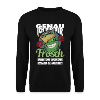 Ich der Frosch den Du schon immer gesucht hast - Unisex Pullover - Schwarz - Vorne - Alina (178cm) & Michal (187cm)