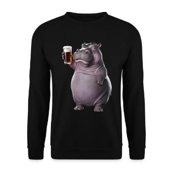 Nilpferd Bier - Unisex Pullover - Schwarz - Vorne - Alina (178cm) & Michal (187cm)