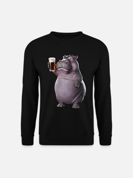 Nilpferd Bier - Unisex Pullover - Schwarz