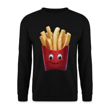 Glückliche Pommes - Unisex Pullover - Schwarz - Vorne - Alina (178cm) & Michal (187cm)