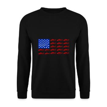 Drapeau américain Pêche au poisson USA Patriot Fisherman A - Sweat-shirt Unisexe - noir - Devant - Alina (178cm) & Michal (187cm)