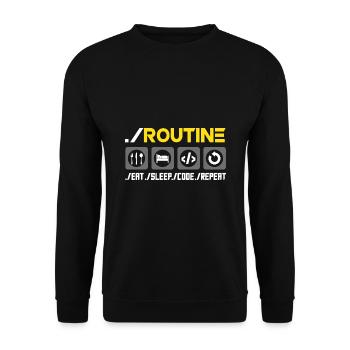 Routine Eat Sleep Code Repeat Software Developer C - Unisex Pullover - Schwarz - Vorne - Alina (178cm) & Michal (187cm)