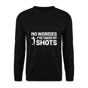 No Worries I've Taken My Shots Golf Golfing Golfer - Unisex Pullover - Schwarz - Vorne - Alina (178cm) & Michal (187cm)