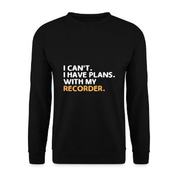 Je ne peux pas J’ai des projets avec mon instrument de flûte à bec - Sweat-shirt Unisexe - noir - Devant - Alina (178cm) & Michal (187cm)