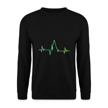Ecg Heartbeat Graphic Bouldering Mountaineering Bo - Unisex Pullover - Schwarz - Vorne - Alina (178cm) & Michal (187cm)