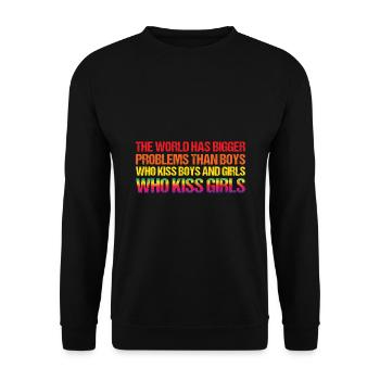 The World Has Bigger Problems Than Boys Who Kiss B - Unisex Pullover - Schwarz - Vorne - Alina (178cm) & Michal (187cm)