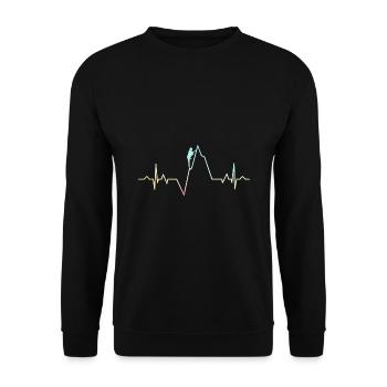 Ecg Heartbeat Graphic Bouldering Mountaineering Bo - Unisex Pullover - Schwarz - Vorne - Alina (178cm) & Michal (187cm)