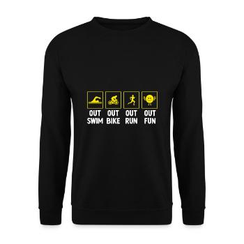 Out Swim Out Bike Out Run Out Fun Triathlon Triath - Unisex Pullover - Schwarz - Vorne - Alina (178cm) & Michal (187cm)